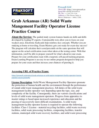 Grab Arkansas (AR) Solid Waste Mangement Facility Operator License Practice Cour