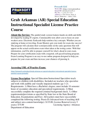 Grab Arkansas (AR) Special Education Instructional Specialist License Practice