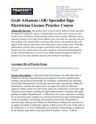 Grab Arkansas (AR) Specialist Sign Electrician License Practice Course