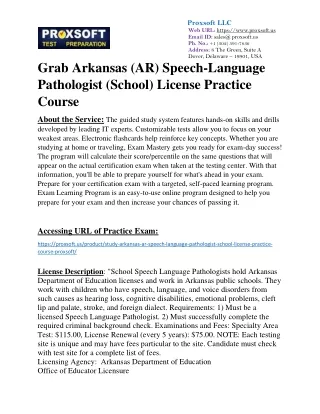 Grab Arkansas (AR) Speech-Language Pathologist (School) License Practice Course