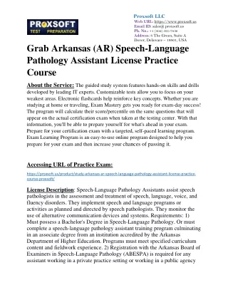 Grab Arkansas (AR) Speech-Language Pathology Assistant License Practice Course