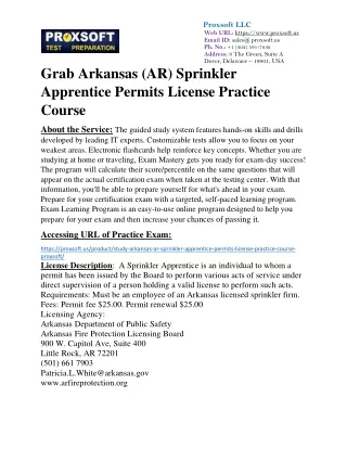 Grab Arkansas (AR) Sprinkler Apprentice Permits License Practice Course