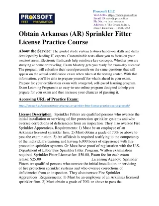 Obtain Arkansas (AR) Sprinkler Fitter License Practice Course