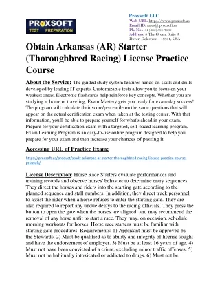 Obtain Arkansas (AR) Starter (Thoroughbred Racing) License Practice Course