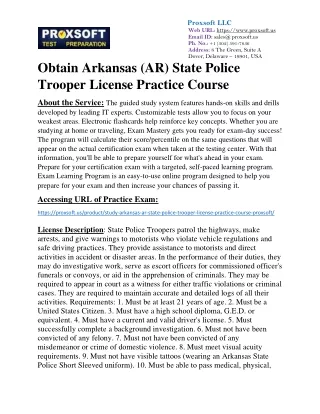 Obtain Arkansas (AR) State Police Trooper License Practice Course