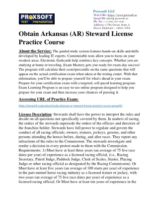 Obtain Arkansas (AR) Steward License Practice Course