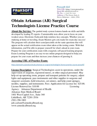 Obtain Arkansas (AR) Surgical Technologists License Practice Course