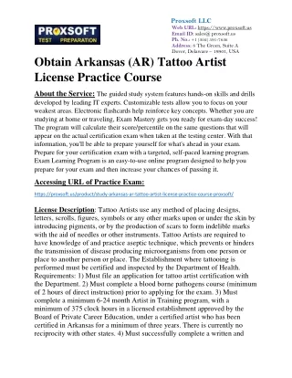 Obtain Arkansas (AR) Tattoo Artist License Practice Course