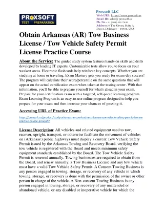 Obtain Arkansas (AR) Tow Business License / Tow Vehicle Safety Permit License Pr