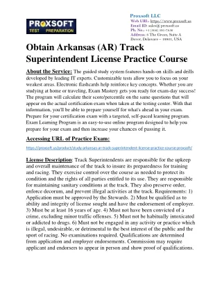 Obtain Arkansas (AR) Track Superintendent License Practice Course