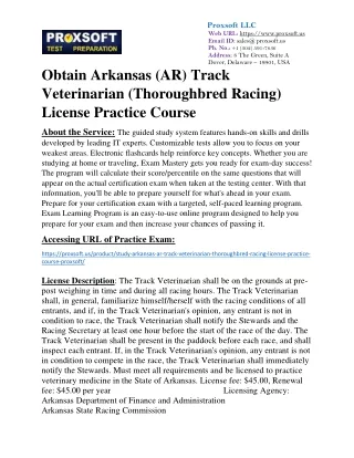 Obtain Arkansas (AR) Track Veterinarian (Thoroughbred Racing) License Practice C