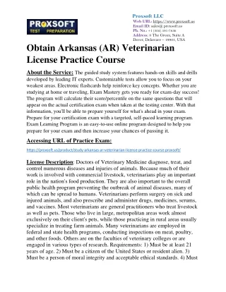 Obtain Arkansas (AR) Veterinarian License Practice Course