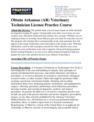 Obtain Arkansas (AR) Veterinary Technician License Practice Course