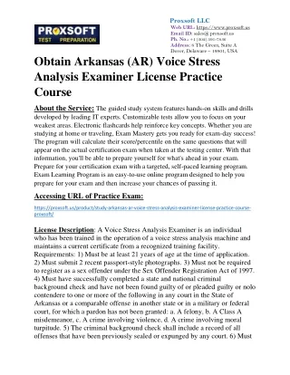 Obtain Arkansas (AR) Voice Stress Analysis Examiner License Practice Course