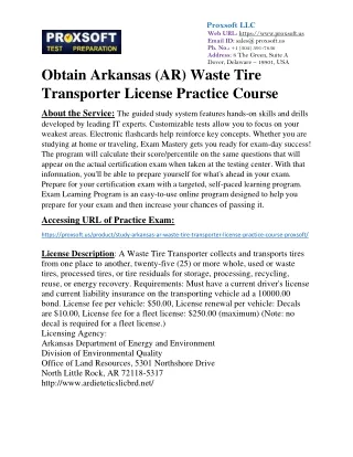 Obtain Arkansas (AR) Waste Tire Transporter License Practice Course