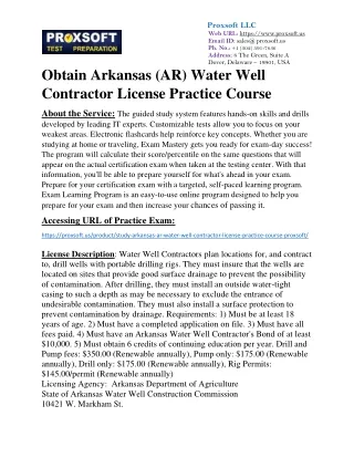 Obtain Arkansas (AR) Water Well Contractor License Practice Course