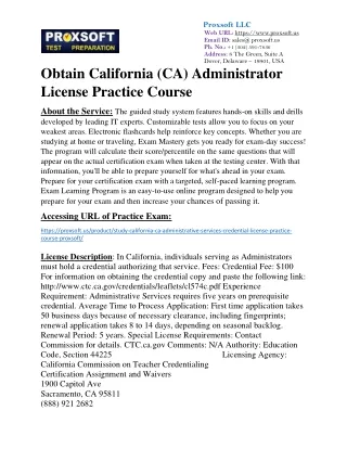 Obtain California (CA) Administrator License Practice Course