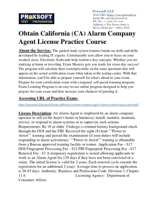 Obtain California (CA) Alarm Company Agent License Practice Course