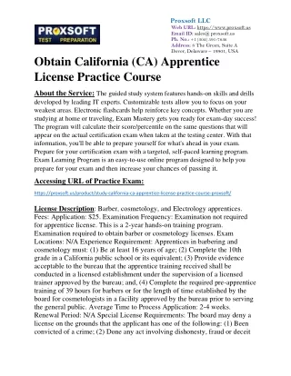Obtain California (CA) Apprentice License Practice Course