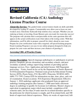 Revised California (CA) Audiology License Practice Course