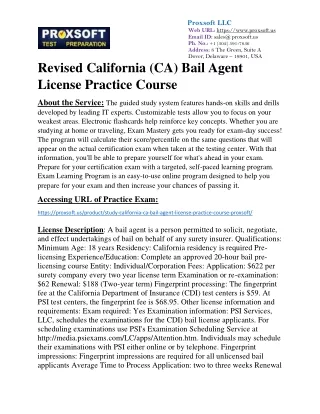Revised California (CA) Bail Agent License Practice Course