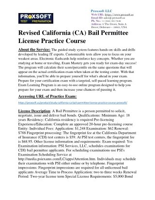 Revised California (CA) Bail Permittee License Practice Course