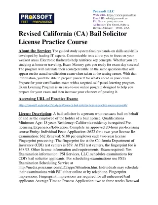 Revised California (CA) Bail Solicitor License Practice Course