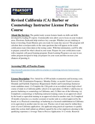 Revised California (CA) Barber or Cosmetology Instructor License Practice Course