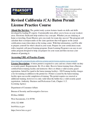 Revised California (CA) Baton Permit License Practice Course