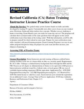 Revised California (CA) Baton Training Instructor License Practice Course