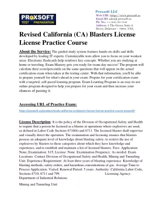 Revised California (CA) Blasters License License Practice Course