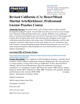 Revised California (CA) Boxer/Mixed Martial Arts/Kickboxer, Professional License