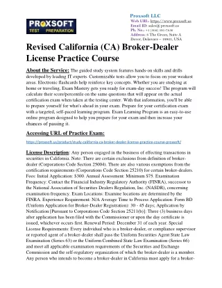 Revised California (CA) Broker-Dealer License Practice Course