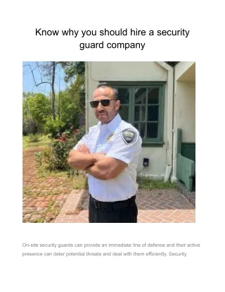 Know why you should hire a security guard company