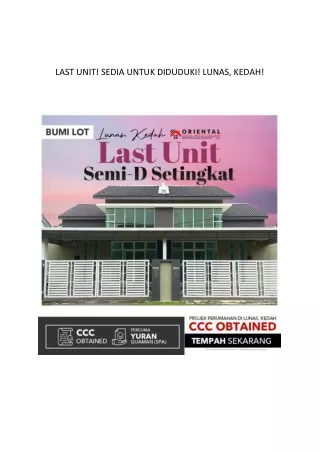 LAST UNIT! SEDIA UNTUK DIDUDUKI! LUNAS, KEDAH