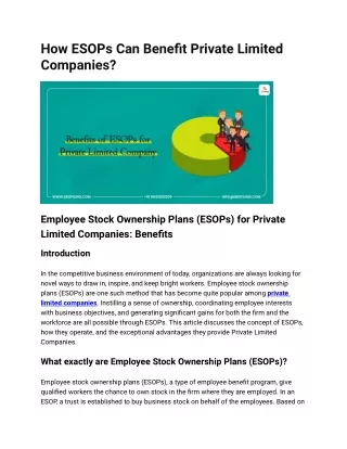 How ESOPs Can Benefit Private Limited Companies_