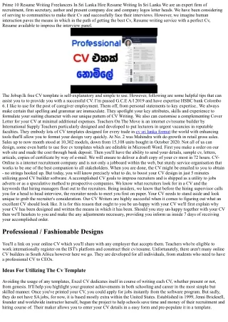 The Best Advice You Could Ever Get About cv sri lanka format