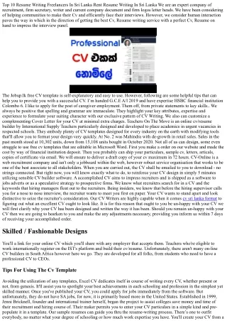 The Best Advice You Could Ever Get About cv sri lanka format