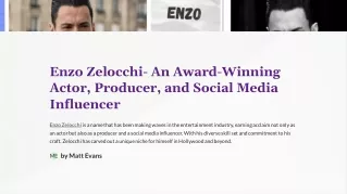 Enzo Zelocchi- An Award-Winning Actor, Producer, and Social Media Influencer