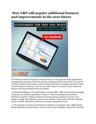 How ERP will acquire additional features and improvements In the near future