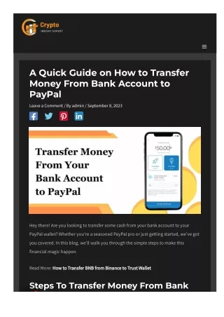 How to Transfer Money From Bank Account to PayPal