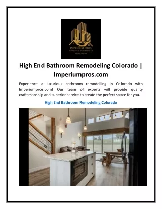 High End Bathroom Remodeling Colorado | Imperiumpros.com