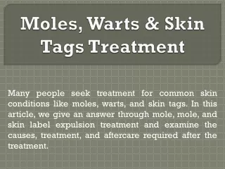 Moles, Warts & Skin Tags Treatment