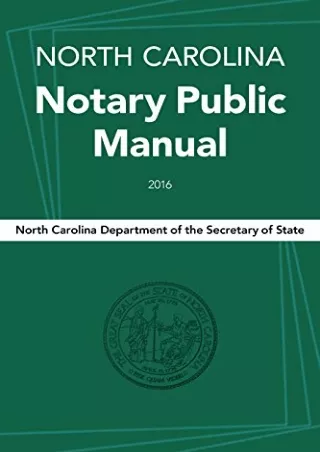 EPUB DOWNLOAD North Carolina Notary Public Manual, 2016 download