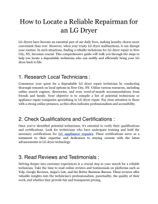 How to Locate a Reliable Repairman for an LG Dryer