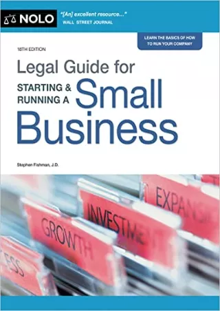 EPUB DOWNLOAD Legal Guide for Starting & Running a Small Business ebooks