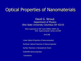 Optical Properties of Nanomaterials