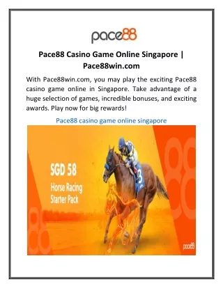 Pace88 Casino Game Online Singapore  Pace88win