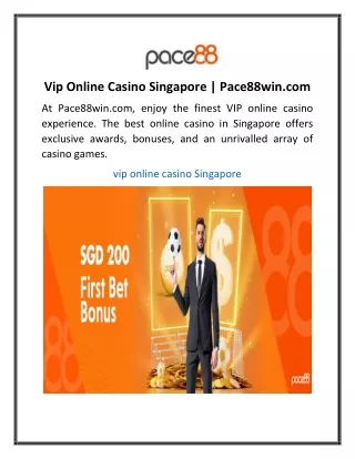 Vip Online Casino Singapore | Pace88win.com