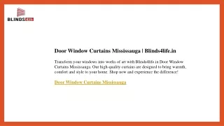 Door Window Curtains Mississauga  Blinds4life.in